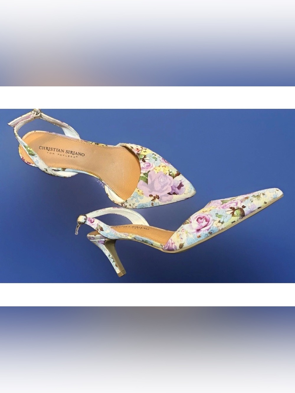 Christian Siriano Kadence Size 7.5 Pointed Toe Slingback Heels in Pastel Floral